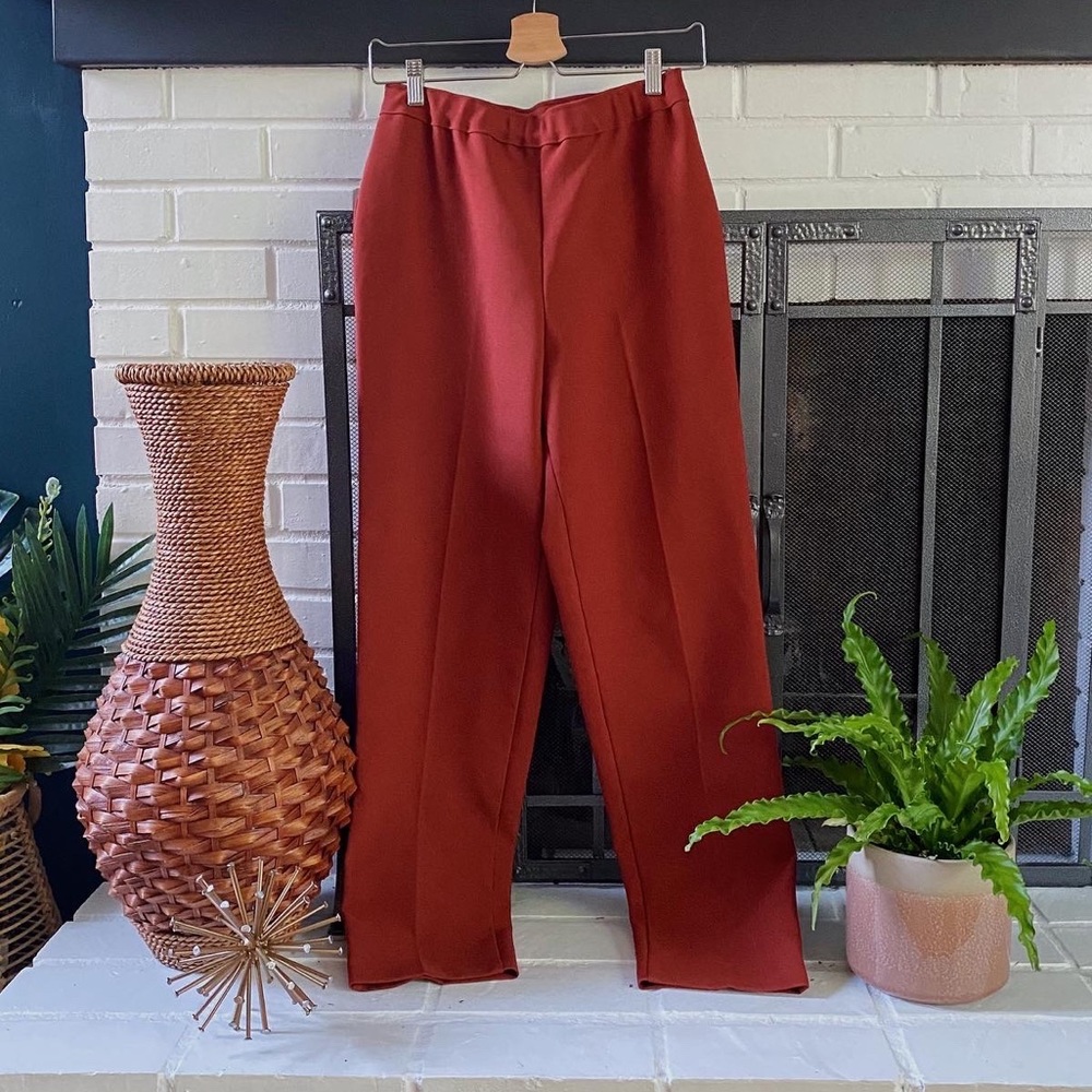 Vintage Red Pull-On Straight Leg Slacks
